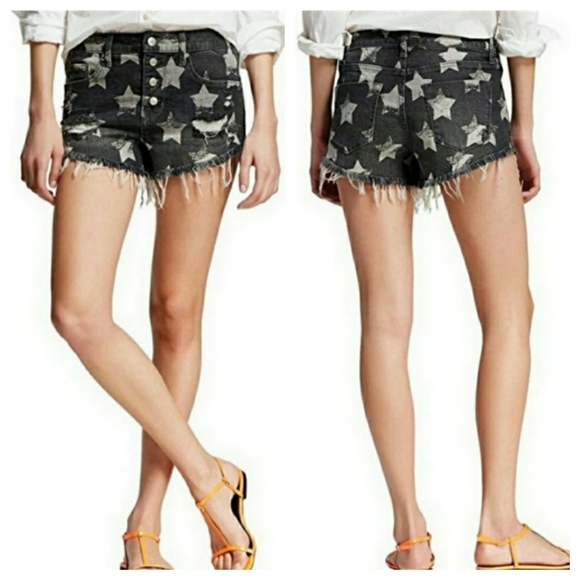 Mossimo Star Denim Shorts High Waist Super Stretch Button Fly Grey Cutoff - Picture 12 of 12